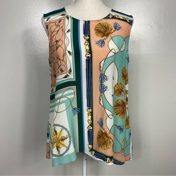 Gea Nautical silk blouse NWOT - Picture 1 of 10